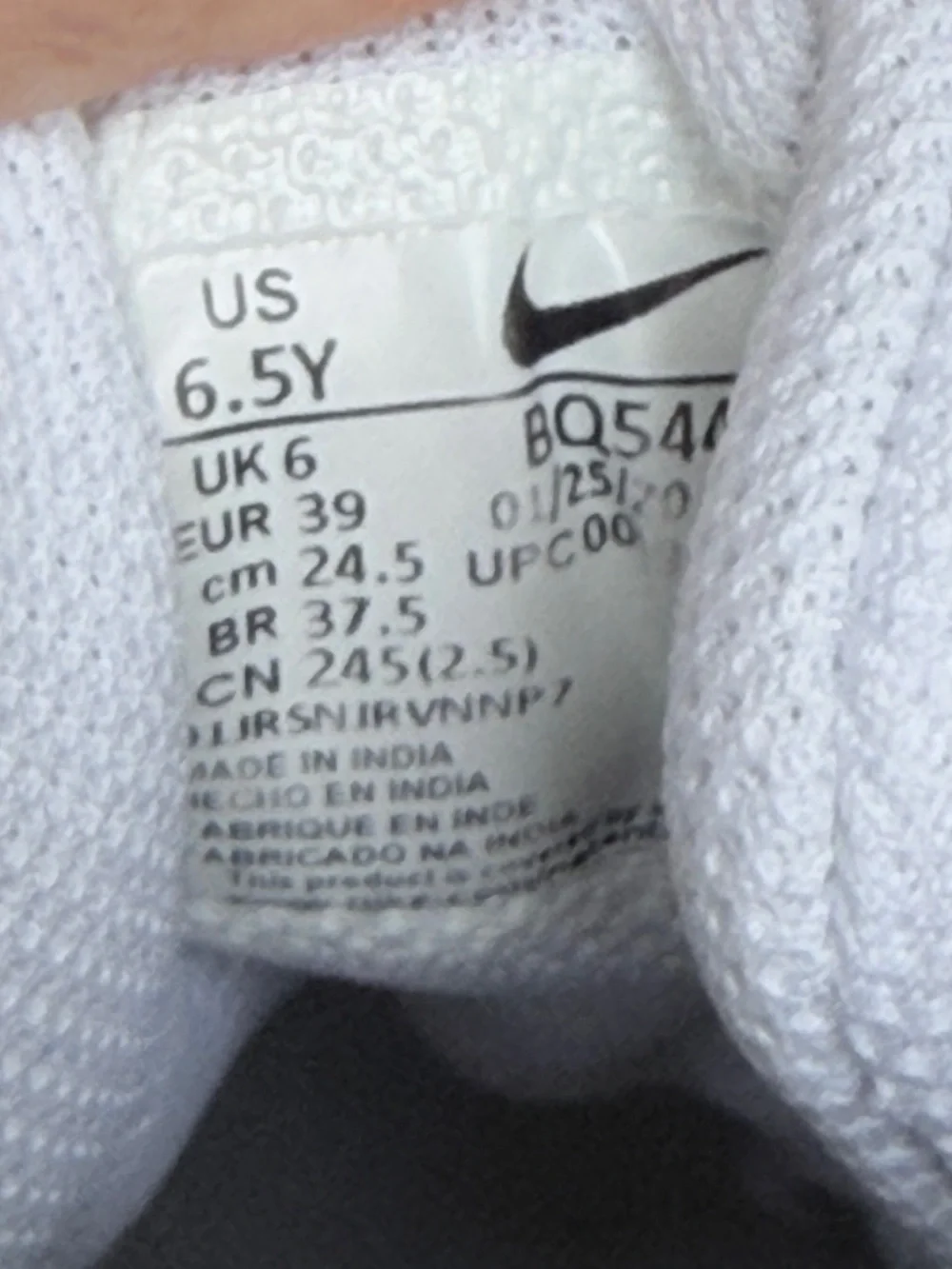 Nike Kids White Low-Top Sneakers with Ivory Sole